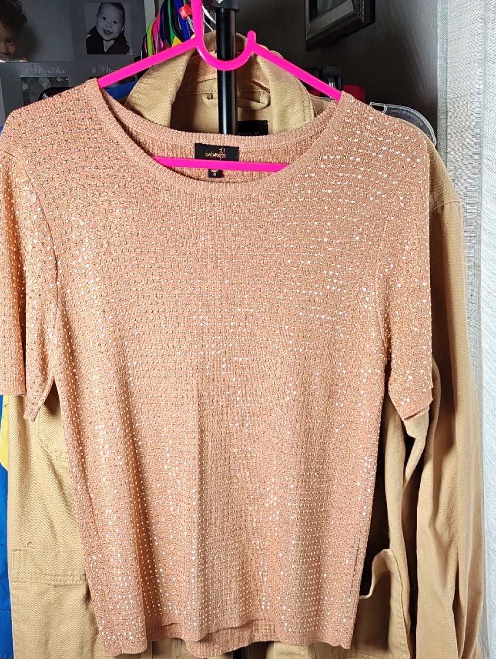 Embellished Peach Knit Top